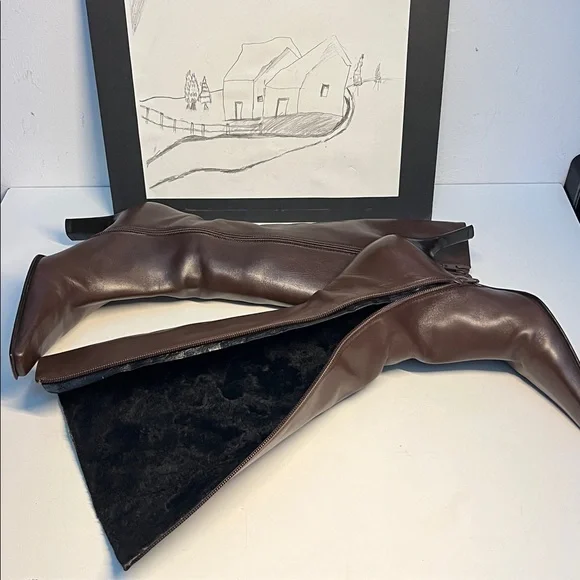 Casadei Brown Leather Knee- High Boots Women's Size:US  5.5 B - Picture 10 of 16